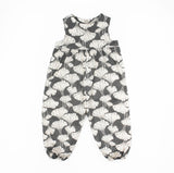 Bubble Pants Romper in Grey Ginkgo leaf print