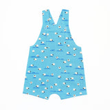 Blue Woven Overalls Pdf Sewing Pattern on White Background