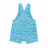 back of Blue Woven Overalls Pdf Sewing Pattern on White Background