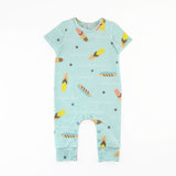 Tee Shirt Romper Sewn in Blue Surf Board Fabric