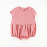 Pink short sleeve romper pdf sewing pattern