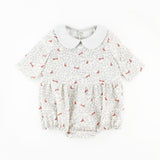 Long sleeve Peter pan collar romper in fox print fabric
