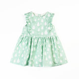 Ruffle Dress in mint green raindrops