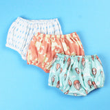 Three baby bloomers speckle, floral and with little hot air balloons