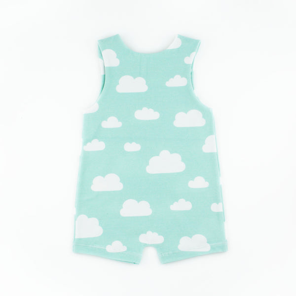 The back of the cloud romper pattern on a white background