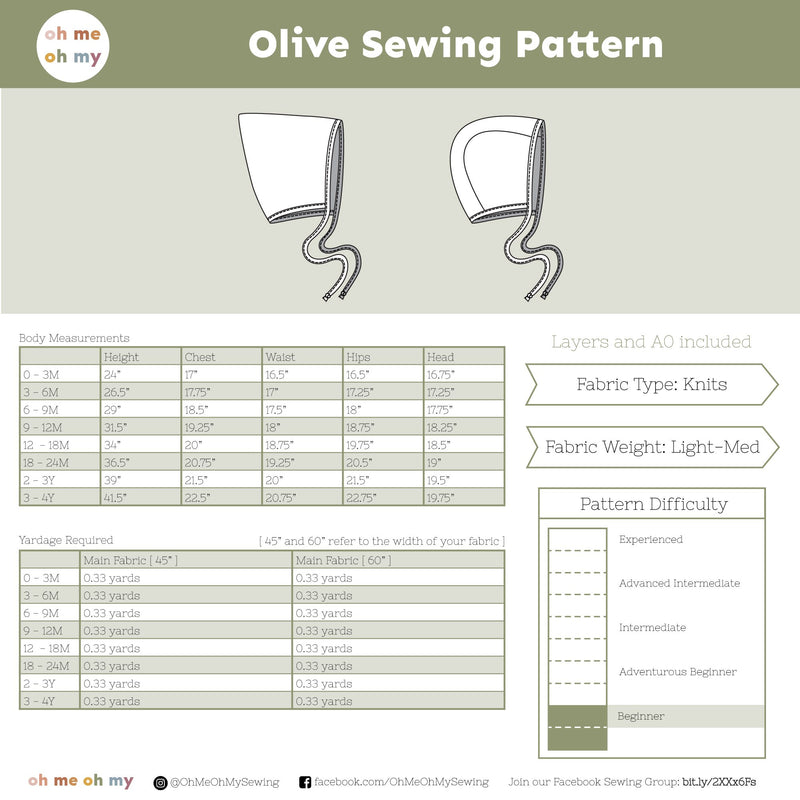 Olive Bonnet Pattern