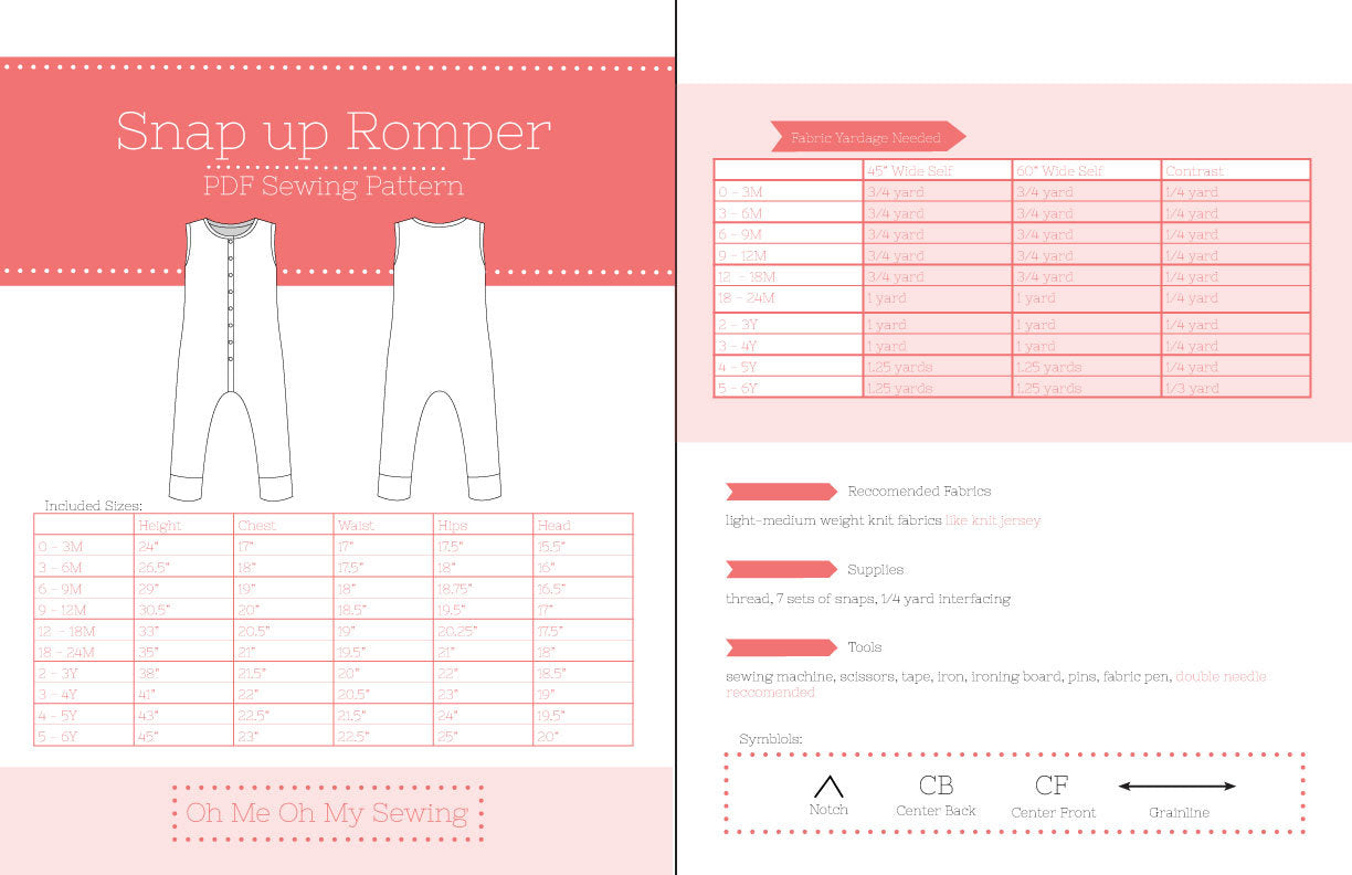 Snap Up Romper Pattern – OhMeOhMySewing