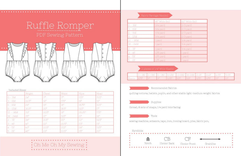 The ruffle romper pdf sewing pattern