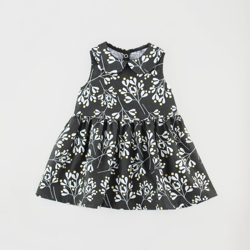 Black Floral Sleeveless Dress with Peter Pan Collar Sewing Pattern