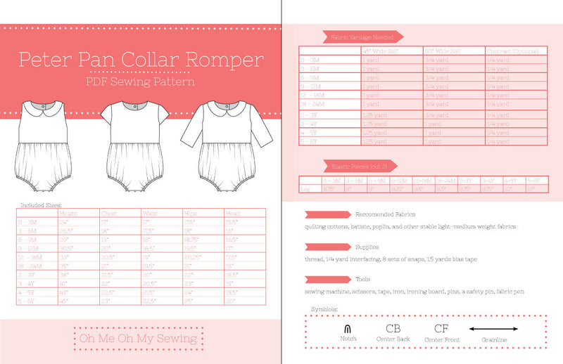 The Peter Pan Collar romper PDF Sewing Pattern