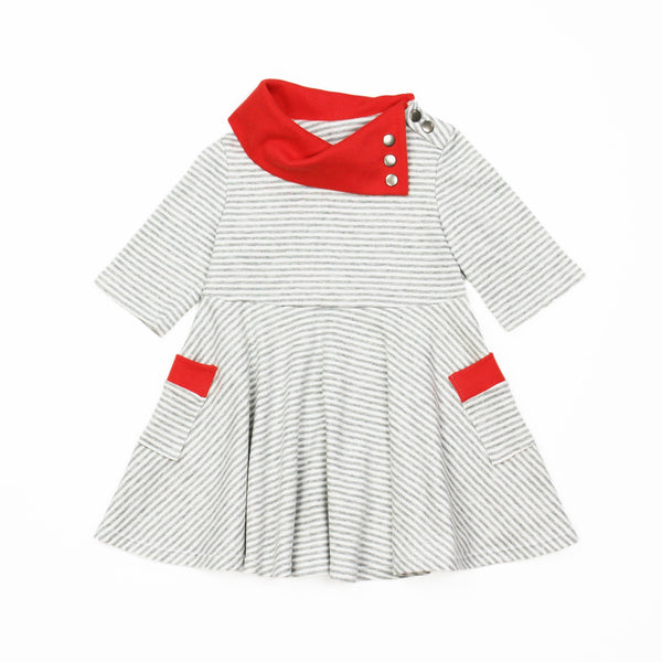 Striped Cowl Neck Dress PDF Pattern with pockets on a white background