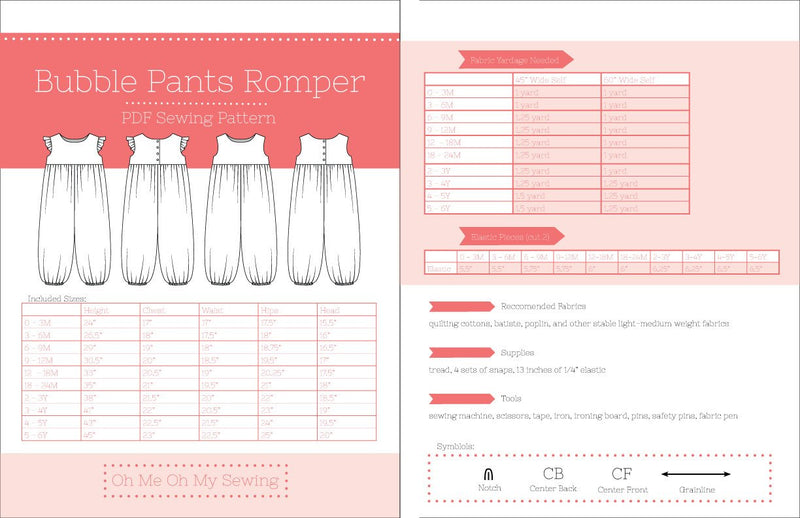The Ruffle Bubble Pant Romper PDF Sewing Pattern